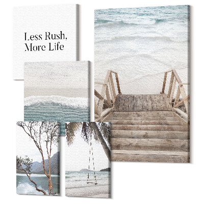 Vászonkép ötrészes Békés strandok és pihentető kilátás a tengerre