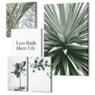 Öt részes vászonkép Zöld leveles növények modern dekoratív stílusban