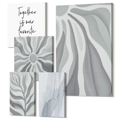 Öt részes vászonkép Absztrakt minták szürke és fehér árnyalataiban