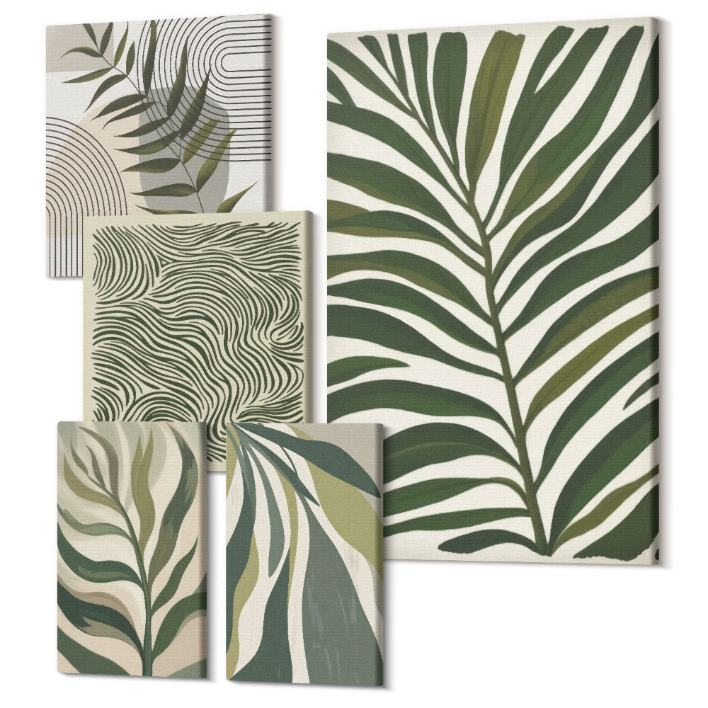 Öt részes vászonkép szett Növényminták modern és minimalista stílusban