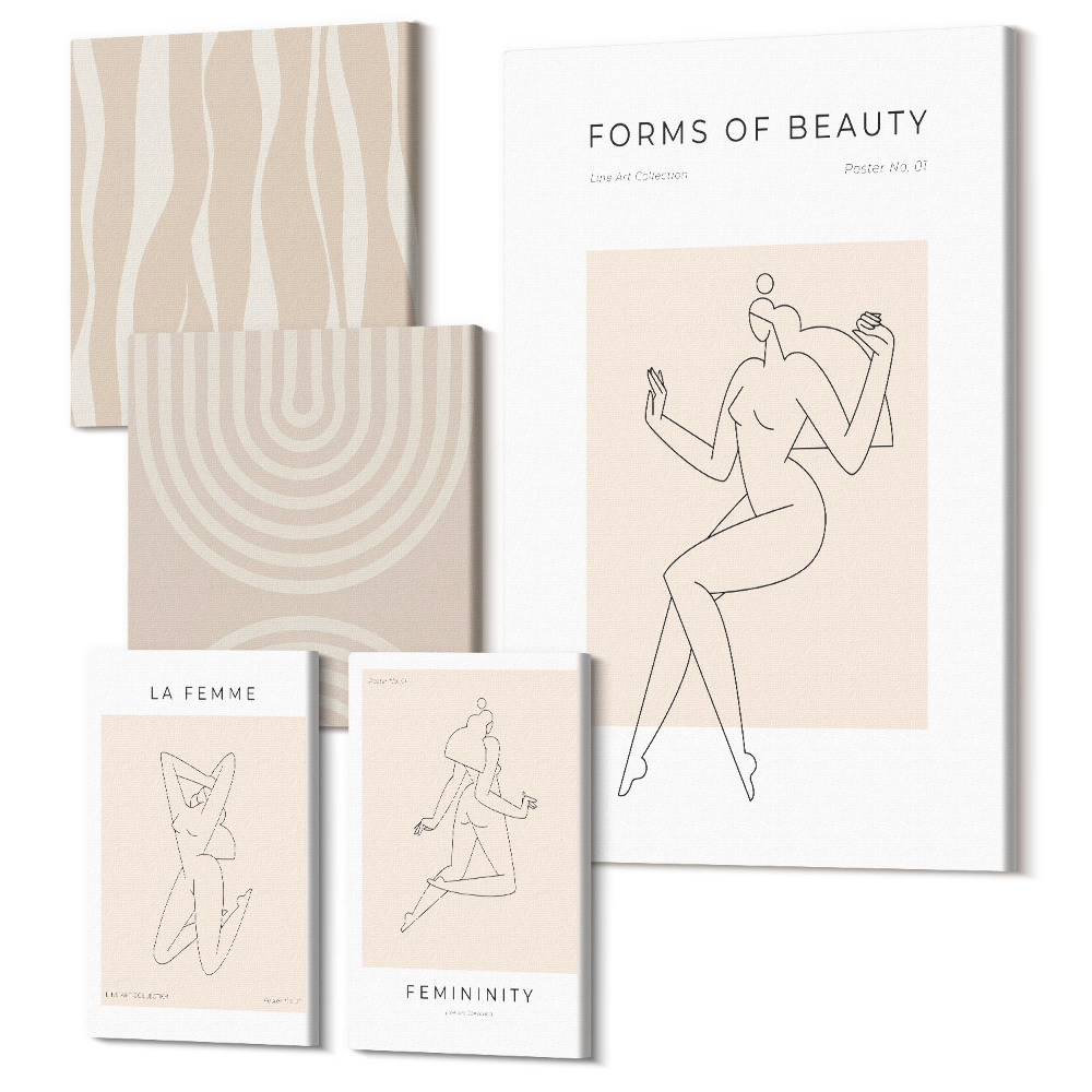 Öt részes vászonkép szett A szépség minimalista formái modern stílusban