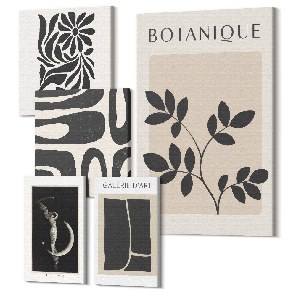 Öt részes vászonkép szett Modern növényi motívumok minimalista stílusban