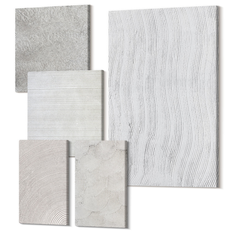 Öt részes vászonkép Minták a homokban, lineáris geometriai struktúrák