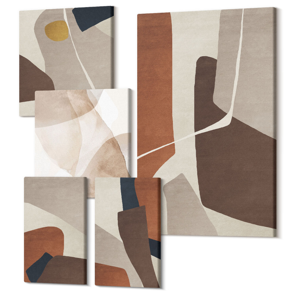 Öt részes vászonkép szett Szerkezeti formák absztrakciója modern stílusban