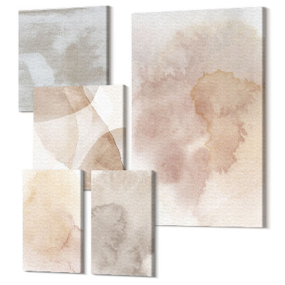 Öt részes vászonkép Meleg akvarellek vászonra, pasztell textúrákkal