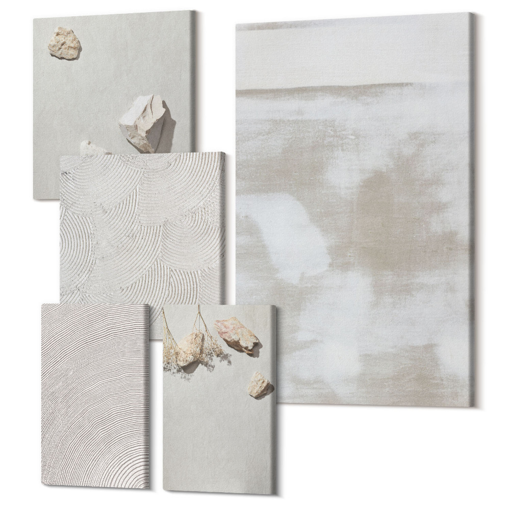 Vászonkép ötrészes Homok, kövek és kopott textúra boho stílus