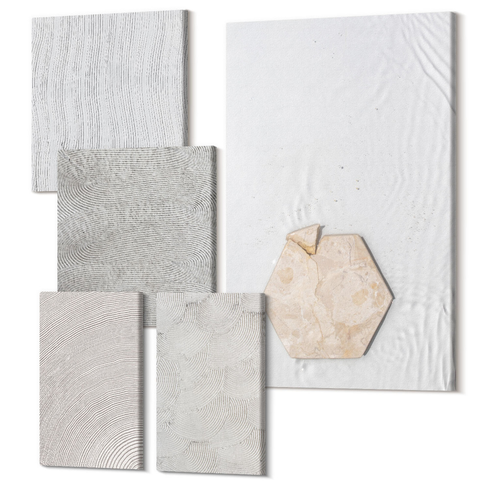 Öt részes vászonkép szett Könnyű textúrák a homokon, finom boho stílus