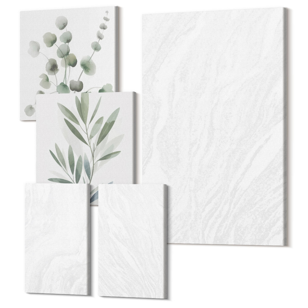 Öt részes vászonkép szett Elegáns márvány lineáris kőszerkezetű pasztell ágak