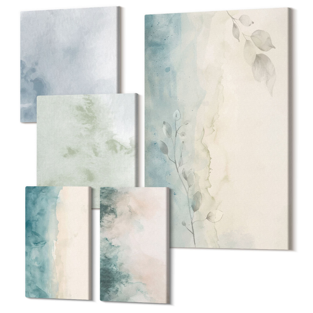 Öt részes vászonkép Akvarell festmények vászonra, minimalista stílusban