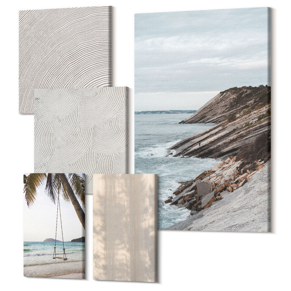 Öt részes vászonkép Nyári homok és tengerparti kilátás nyári tájak