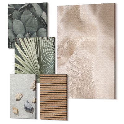 Vászonkép ötrészes Kövek, fa, szövet, különféle textúrák