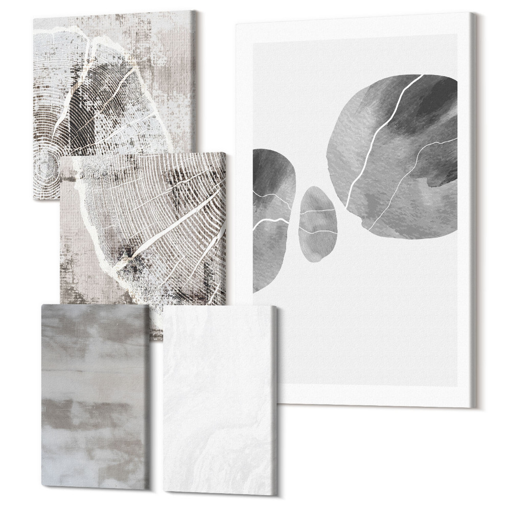 Öt részes vászonkép szett Absztrakt formák és szerkezetek modern stílusban