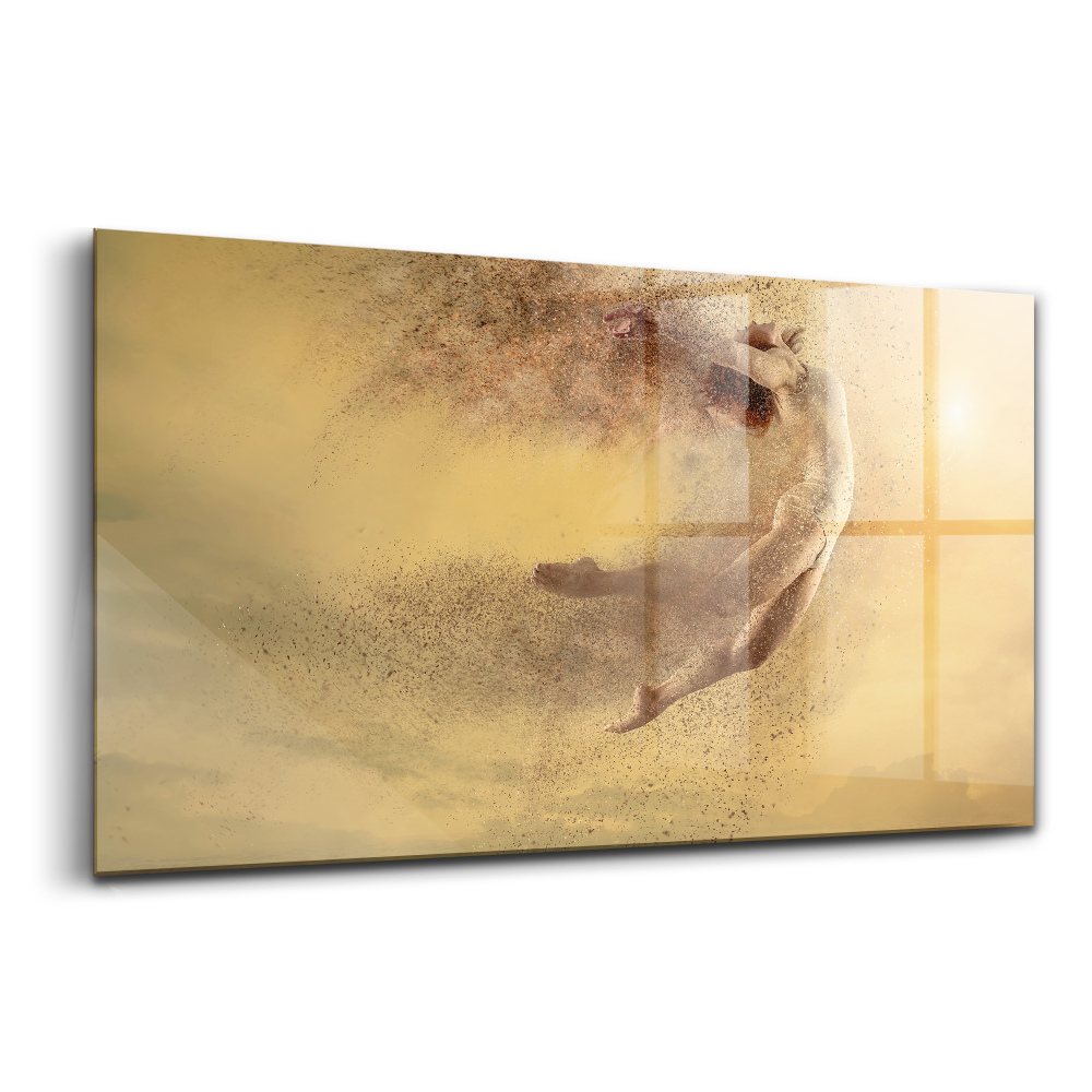 Üvegkép falra Nő dinamikusan ugráló alakban