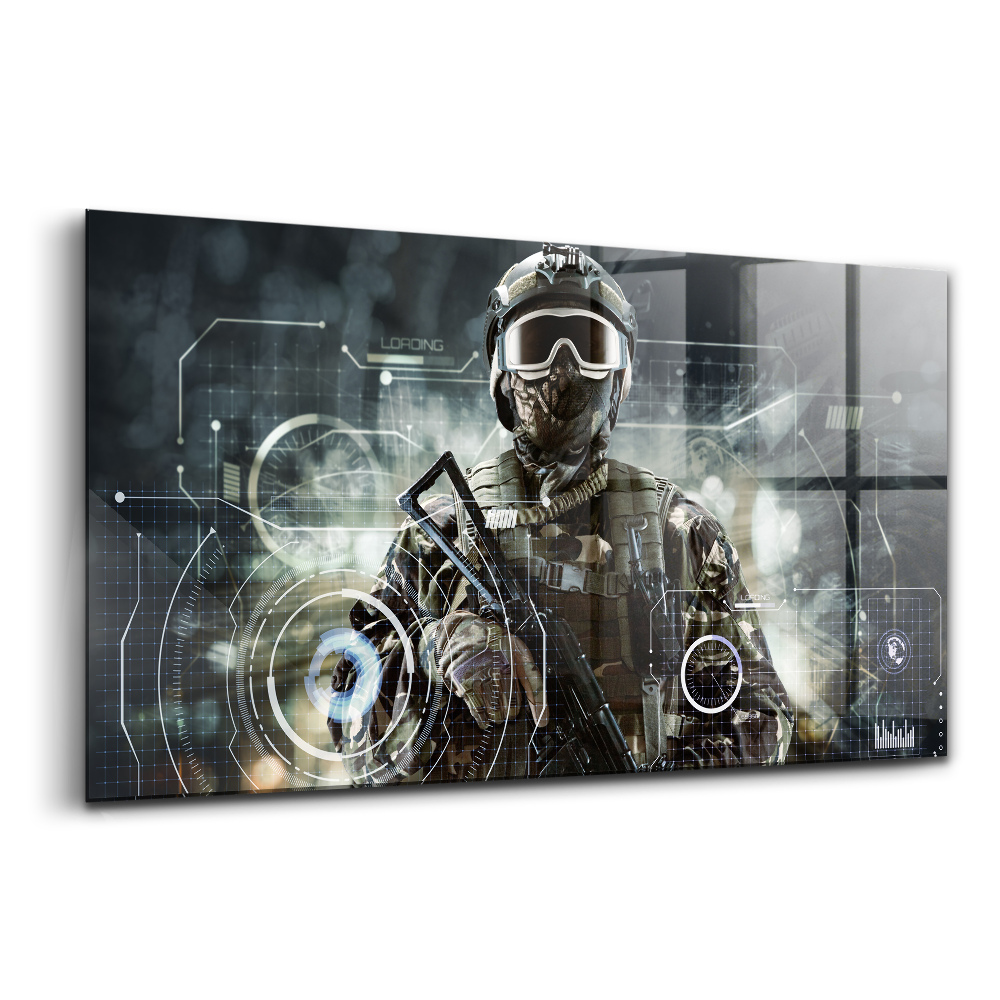 Egyedi üvegkép Különleges erők katonája fegyverrel