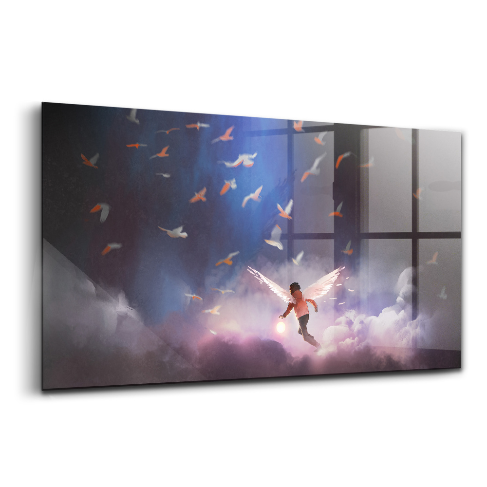 Üvegkép Fiú angyalszárnyakkal