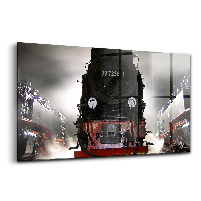 Egyedi üvegkép Mozdonyok éjszaka