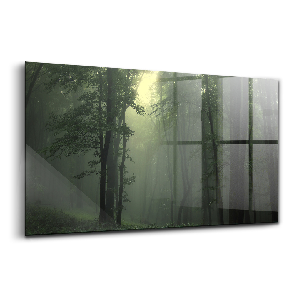 Egyedi üvegkép Ködös erdő reggel