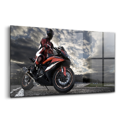 Egyedi üvegkép Férfi motorkerékpáron