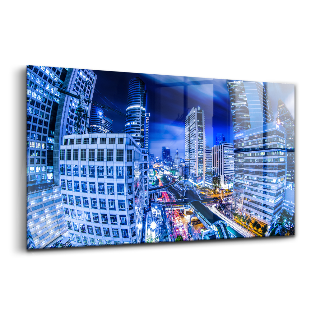 Egyedi üvegkép Bangkok városának éjszakai látképe