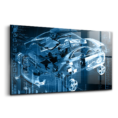 Egyedi üvegkép Egy kibontott autó illusztrációja