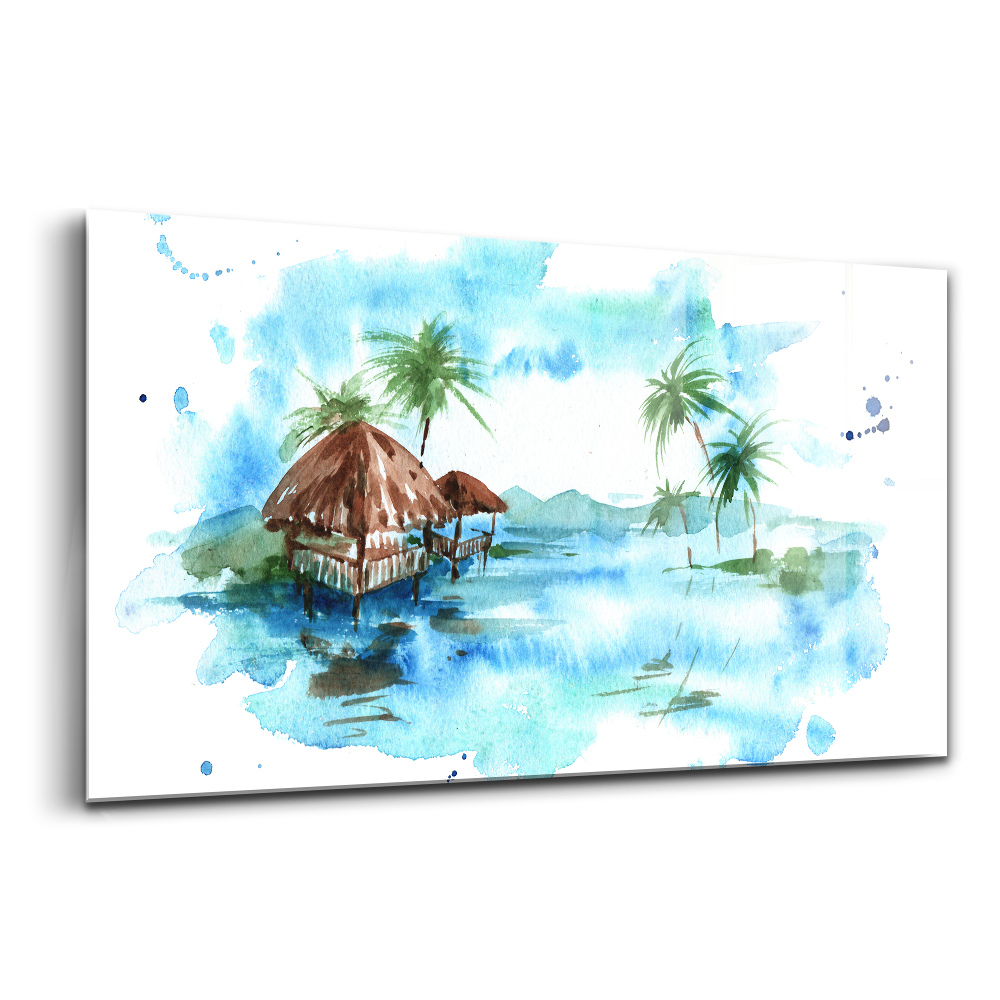 Egyedi üvegkép Akvarell festmény sivatagi sziget