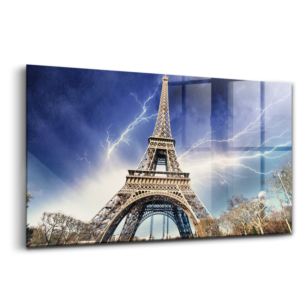 Egyedi üvegkép Párizs Eiffel-torony villámlás