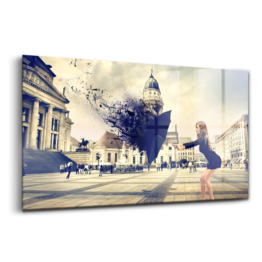 Üvegkép Nő esernyővel