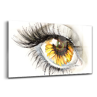 Egyedi üvegkép Egy napraforgó tükröződése a szemében