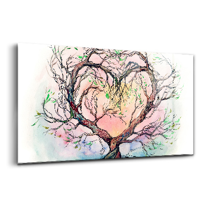 Üvegkép Fa szív szerelem természet