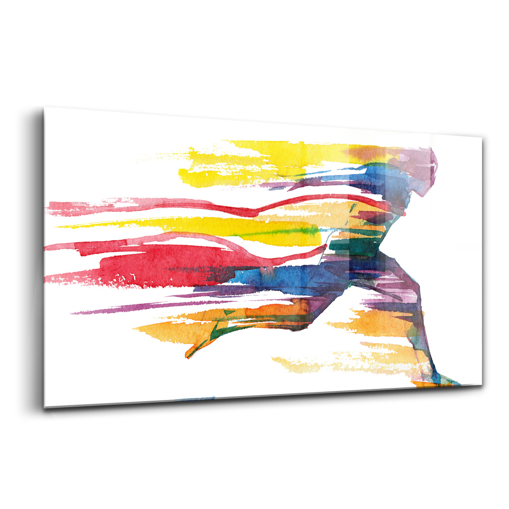 Üvegkép Illusztráció egy futó versenyzőről