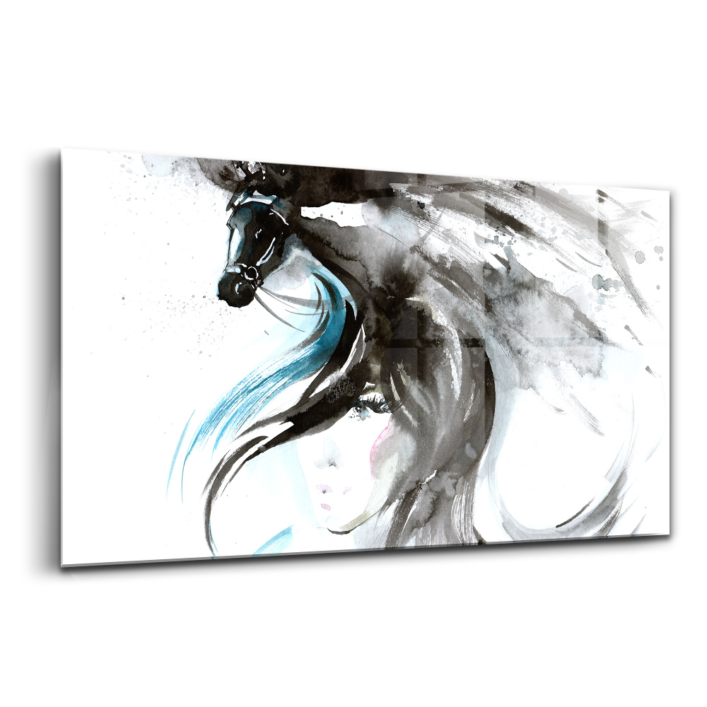 Üvegkép falra Spirituális kapcsolat nő és ló között