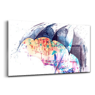 Egyedi üvegkép Eső esernyő város