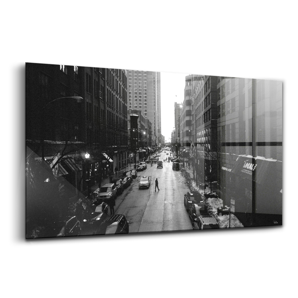 Üvegkép Chicago fekete-fehér utcái