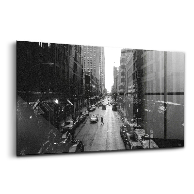Üvegkép Chicago fekete-fehér utcái