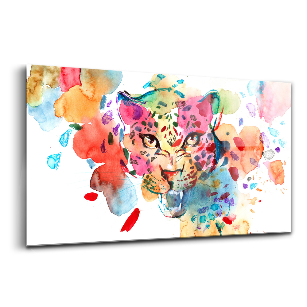 Egyedi üvegkép Vadmacska színes absztrakció