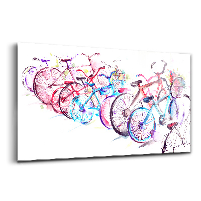 Egyedi üvegkép Színes városi kerékpárok