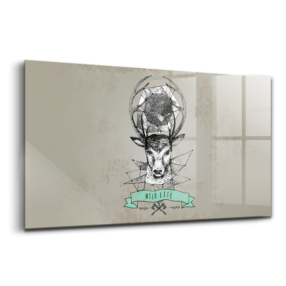 Üvegkép Szarvas fej