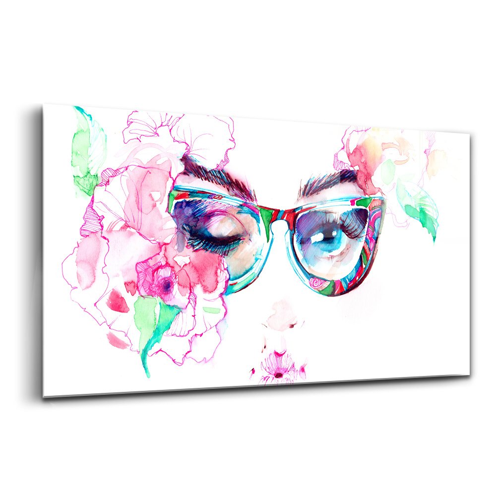 Üvegkép falra Egy szemüveges nő arca