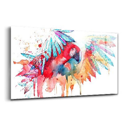 Üvegkép Színes piros papagáj