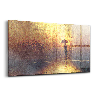 Egyedi üvegkép Nő esernyővel