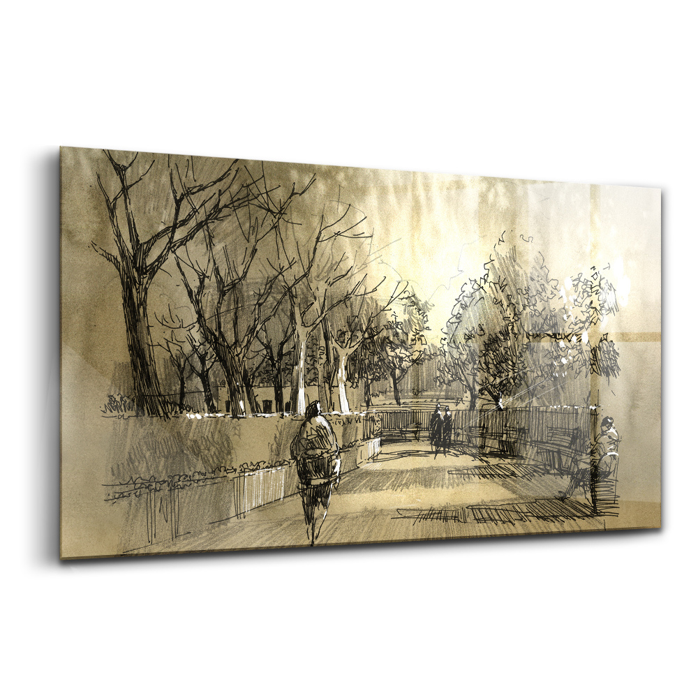 Egyedi üvegkép Park fa szepia