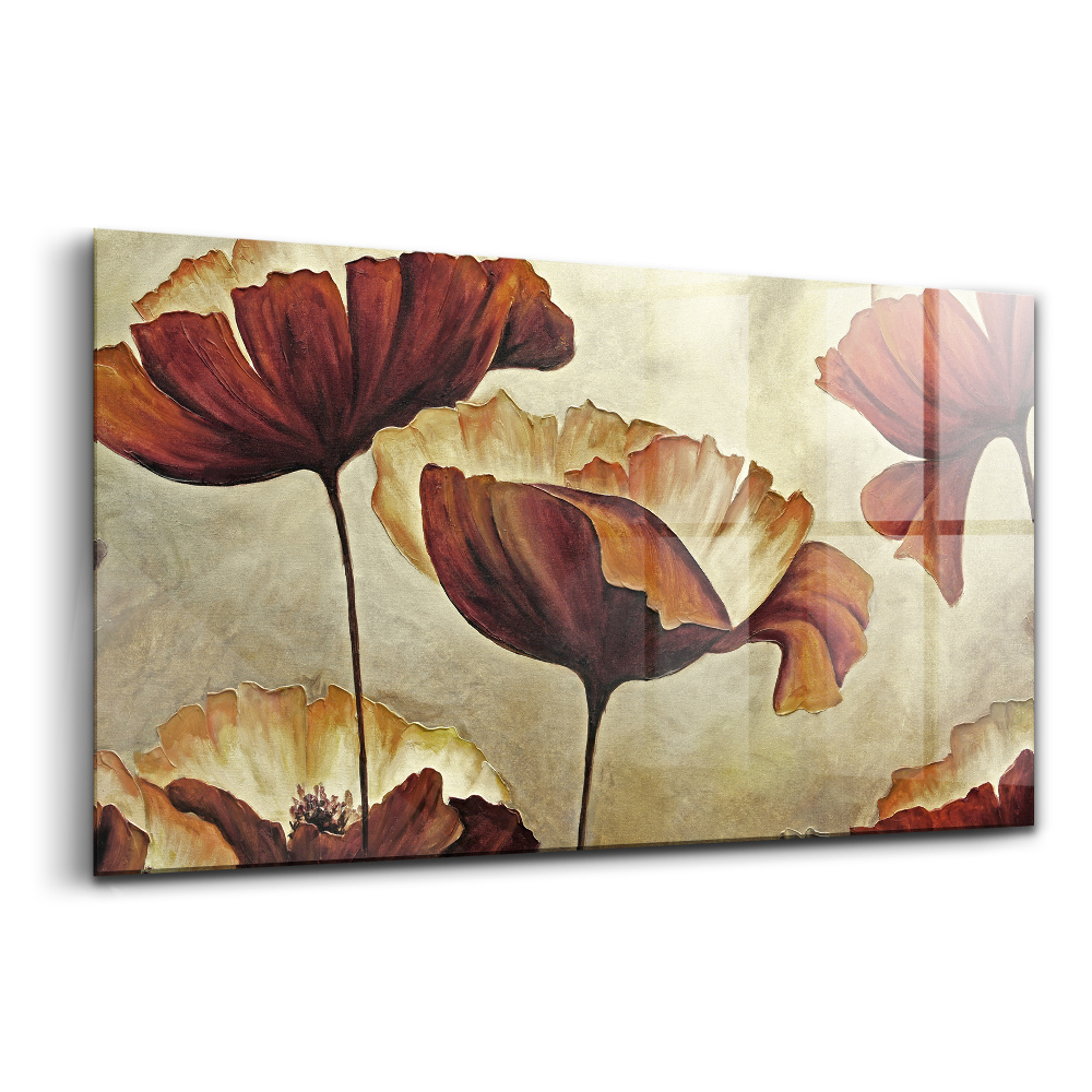 Üvegkép falra Festett pipacsok