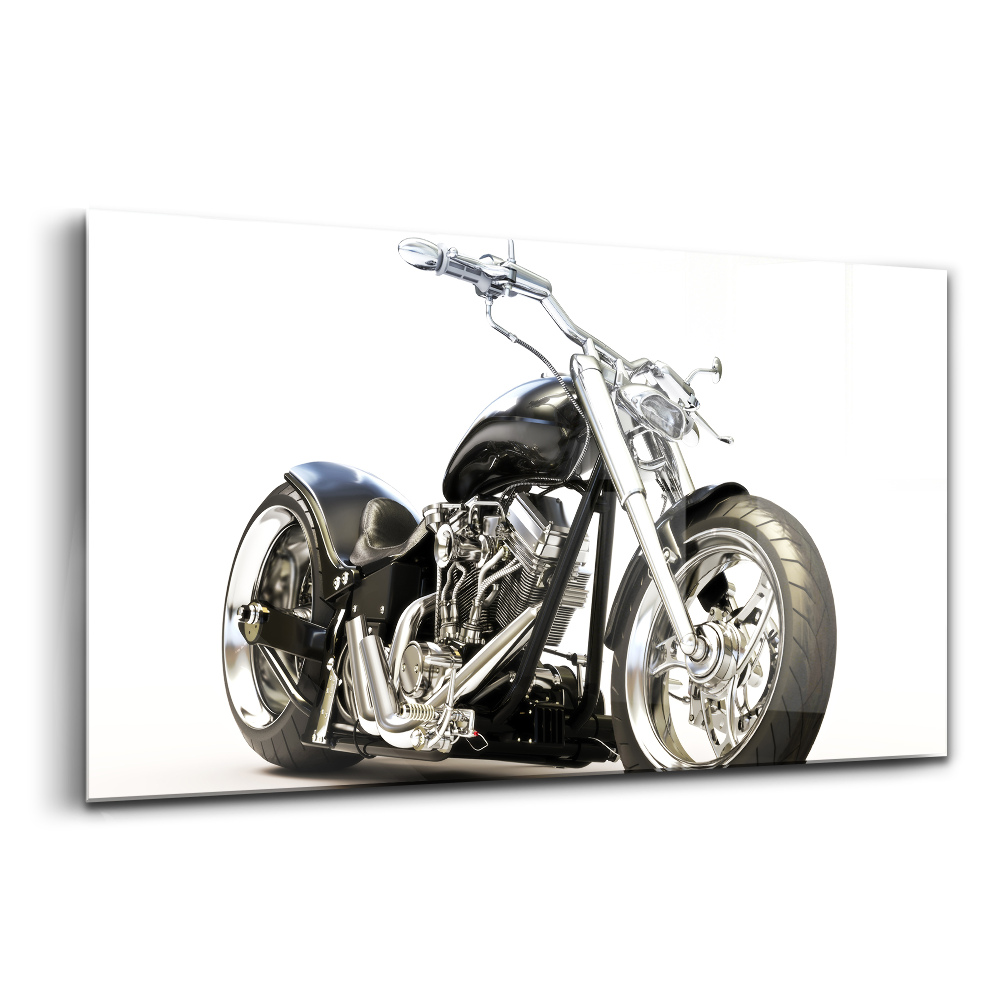 Üvegkép Fekete motorkerékpár