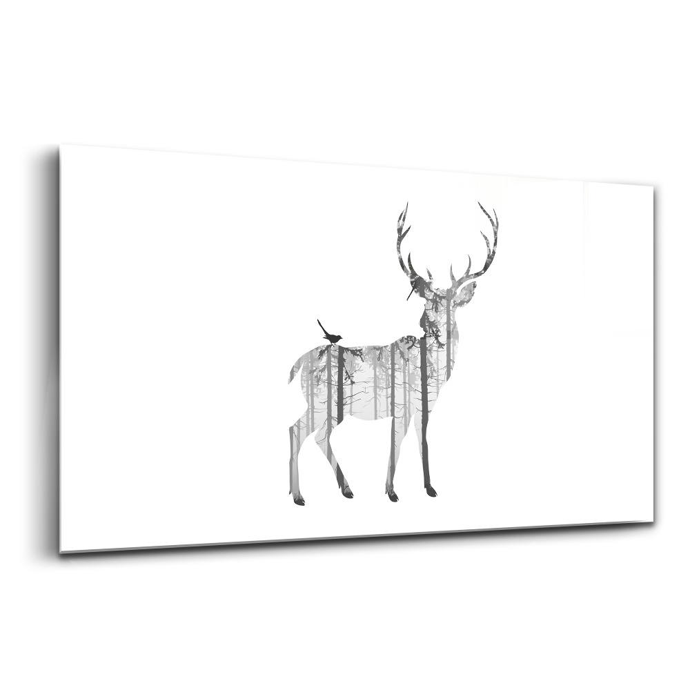 Üvegkép falra Szarvas erdő sziluettje