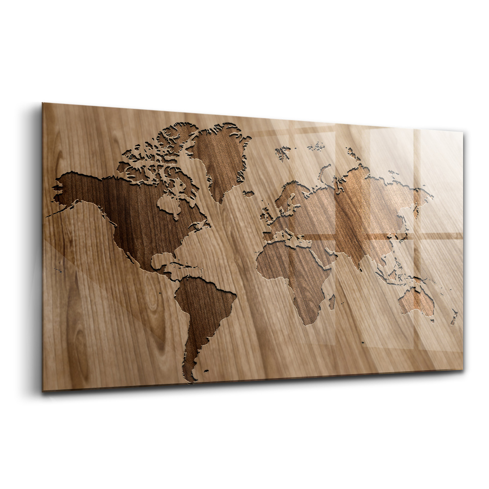 Üvegkép Világtérkép fán