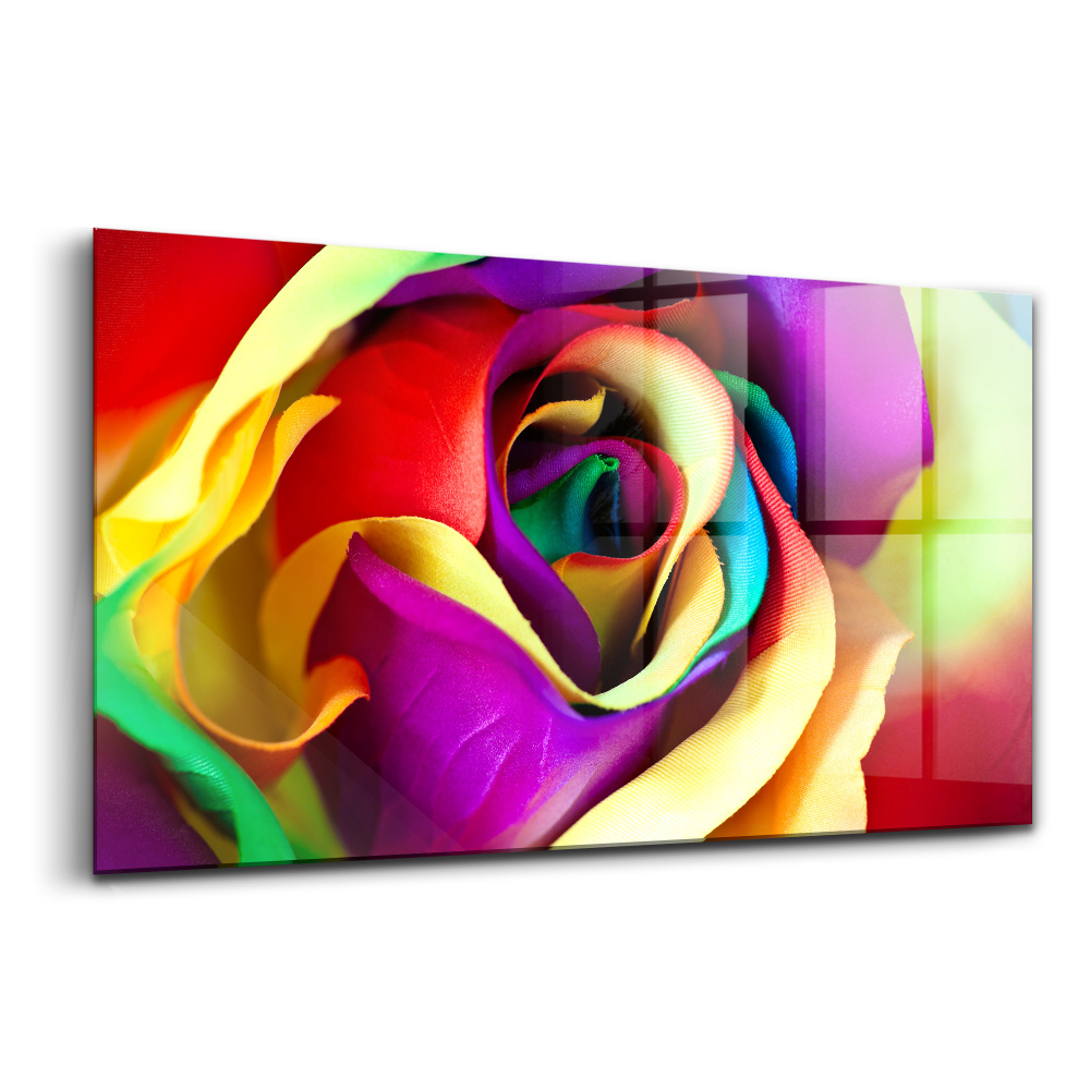 Egyedi üvegkép Szivárványos rózsa