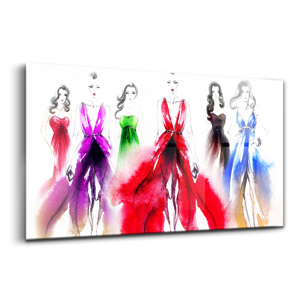 Üvegkép falra Nők színes ruhában