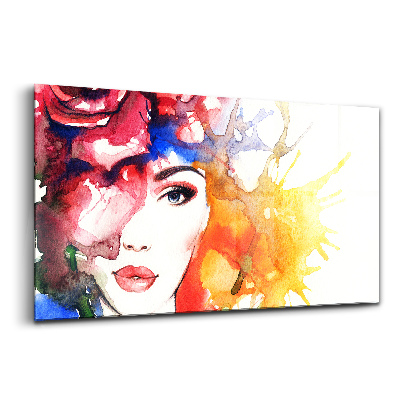 Üvegkép falra Színes női portré