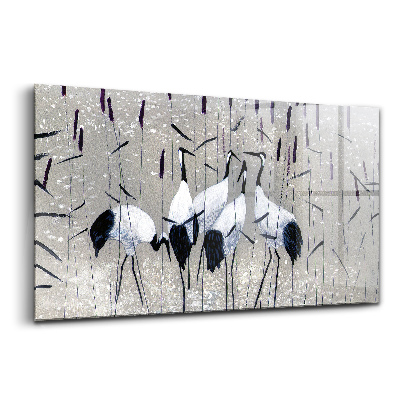 Egyedi üvegkép Daruk a nádasban