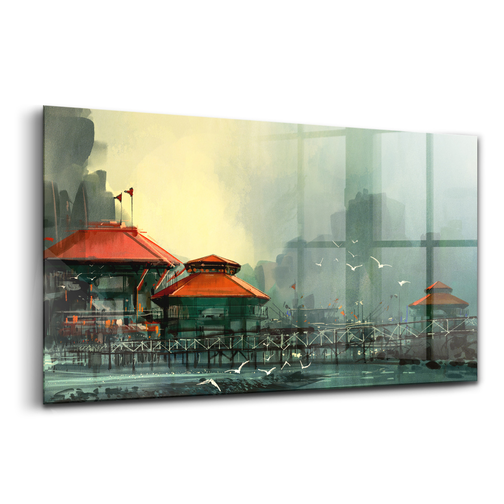 Üvegkép falra Halászfalu